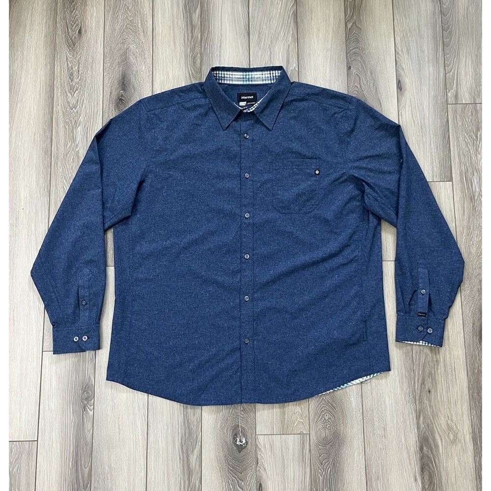 Marmot Technical Long Sleeve Button-Down Shirt Blue Hiking Outdoor Men's XXL